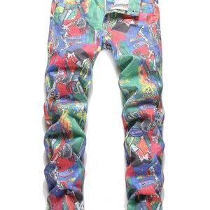 Y2K SKATER PSYCHEDELIC ART PANTS – SIZE 36 🔥
